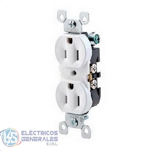 TOMACORRIENTE DOBLE UNIVERSAL DECORA 15-16A 250V LEVITON